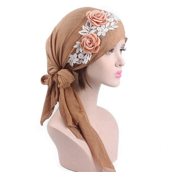 Women Cotton Muslim Turban Cap Thin Elastic Chemo Scarf Hat Flower Beanies Cap