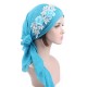 Women Cotton Muslim Turban Cap Thin Elastic Chemo Scarf Hat Flower Beanies Cap