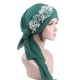 Women Cotton Muslim Turban Cap Thin Elastic Chemo Scarf Hat Flower Beanies Cap