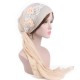 Women Cotton Muslim Turban Cap Thin Elastic Chemo Scarf Hat Flower Beanies Cap