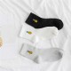 Women Cotton Pineapple Embroidery Middle Tube Socks Soft Breathable  Short Sports Socks