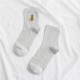 Women Cotton Pineapple Embroidery Middle Tube Socks Soft Breathable  Short Sports Socks