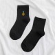 Women Cotton Pineapple Embroidery Middle Tube Socks Soft Breathable  Short Sports Socks