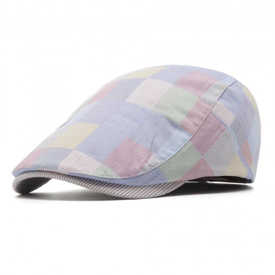 Women Cotton Plaid Flat Beret Caps Classic Outdoor Adjustable Ivy Gatsby Newsboy Cap