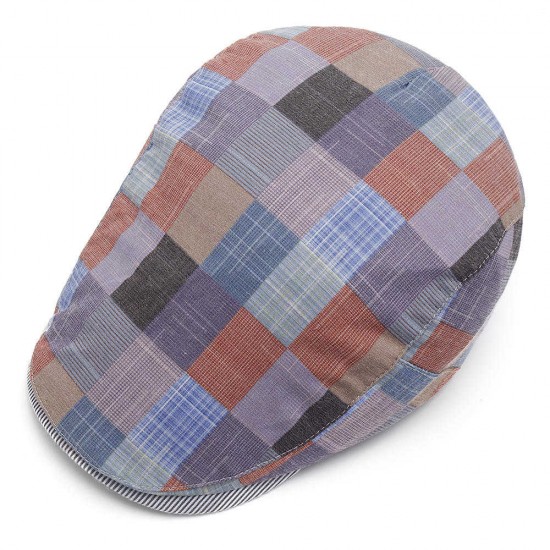 Women Cotton Plaid Flat Beret Caps Classic Outdoor Adjustable Ivy Gatsby Newsboy Cap