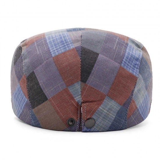 Women Cotton Plaid Flat Beret Caps Classic Outdoor Adjustable Ivy Gatsby Newsboy Cap