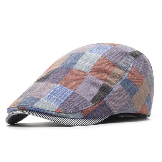 Women Cotton Plaid Flat Beret Caps Classic Outdoor Adjustable Ivy Gatsby Newsboy Cap