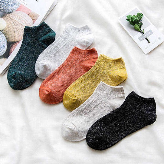 Women Cotton Plain Ankle Socks Low Cut Boat Liner Sneaker Outdoor Slippers Socks