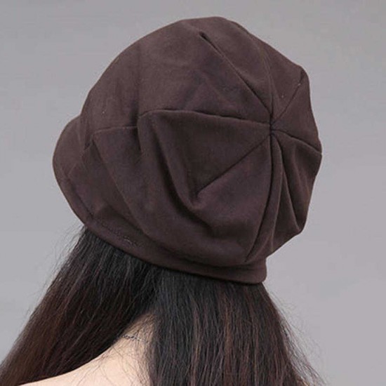 Women Cotton Plain Octagon Earmuffs Beanie Hat Vintage Good Elastic Bonnet Caps