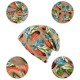 Women Cotton Print Dual Use Beanie Cap Causal Windproof  Collar Scarf