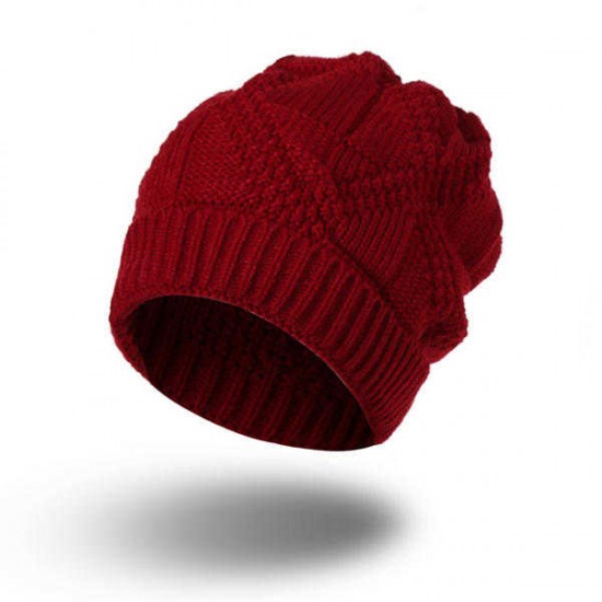 Women Crochet Knitted Warm Beanie Hat Solid Casual Winter Outdoor Thick Cap