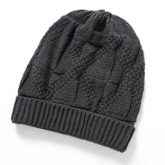 Women Crochet Knitted Warm Beanie Hat Solid Casual Winter Outdoor Thick Cap