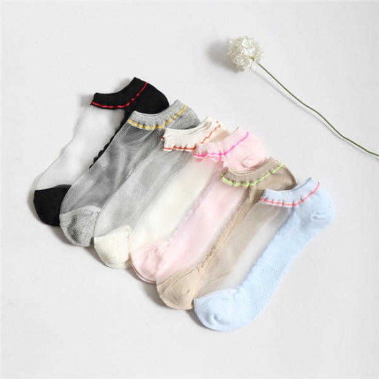 Women Crystal Wire Short Tude Socks Breathable Jacquard Deodorant Boat Socks