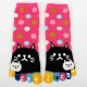 Women Cute Cartoon Cat Five Toes Socks Thick Warm Middle Tube Sock