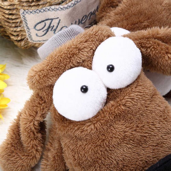 Women Cute Cartoon Gloves Big Eye Dog Winter Warm Novelty Plush Thick Wrist Mittens