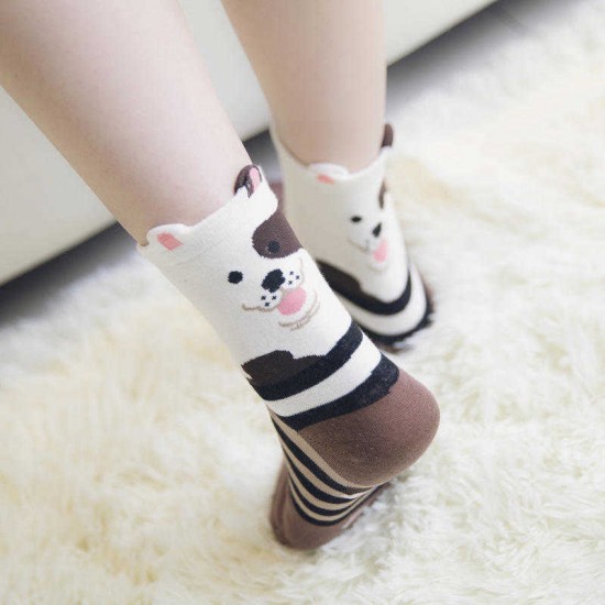 Women Cute Cartoon Middle Tube Socks Breathable Soft Good Elastic Multi-Color Sport Socks