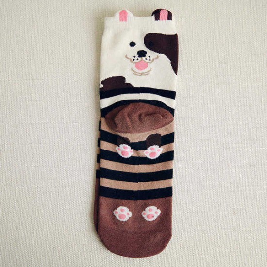 Women Cute Cartoon Middle Tube Socks Breathable Soft Good Elastic Multi-Color Sport Socks