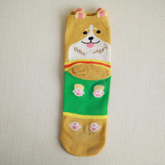 Women Cute Cartoon Middle Tube Socks Breathable Soft Good Elastic Multi-Color Sport Socks