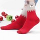 Women Cute Christmas Elk Cotton Socks Warm Soft Middle Tube Socks