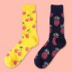 Women Cute Harajuku Fruit Print Middle Tube Socks Winter Cotton Warm Socks