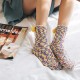 Women Cute Mixed Color Coral Velvet Socks Winter Thicken Warm Middle Tube Socks