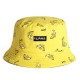 Women Cute Printing Cotton Bucket Hat Casual Double-Wear Sunscreen Fruit Bucket Cap