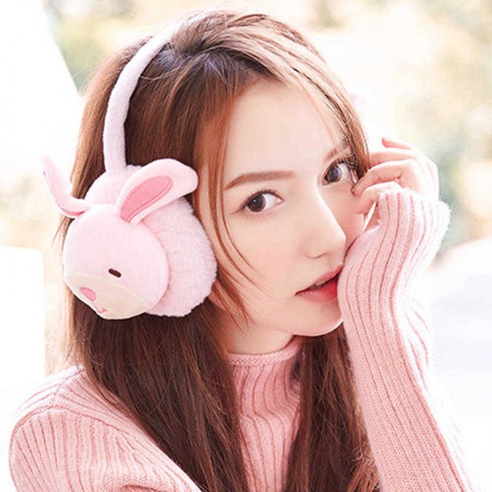 Women Cute Rabbit Pig Pattern Warm Earmuff Plush Windproof Ear Warmer