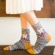 Women Deer Painting Cotton Socks Retro Christmas Warm Ankle Socks