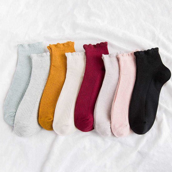 Women Deodorization Breathable Short Tube Socks Vintage Fungus Lace Cotton Boat Sock