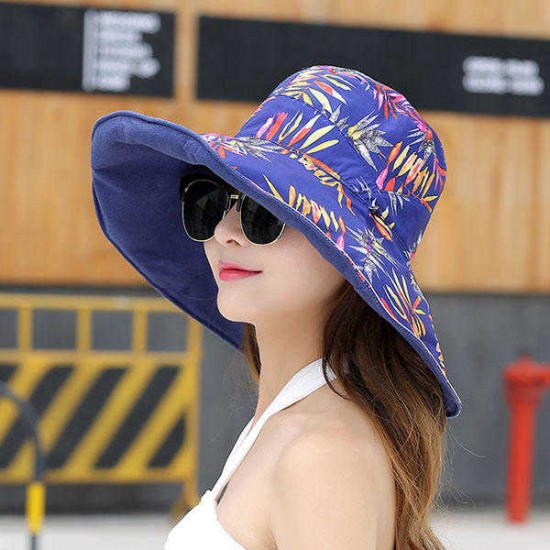 Women Double-Side Wide Birm Summer Sun Hat Gardening Beach Outdoor Sunscreen Visor Cap