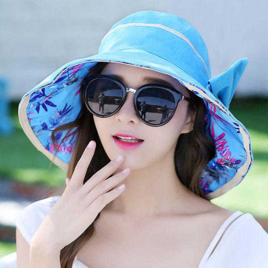 Women Double-Side Wide Birm Summer Sun Hat Gardening Beach Outdoor Sunscreen Visor Cap