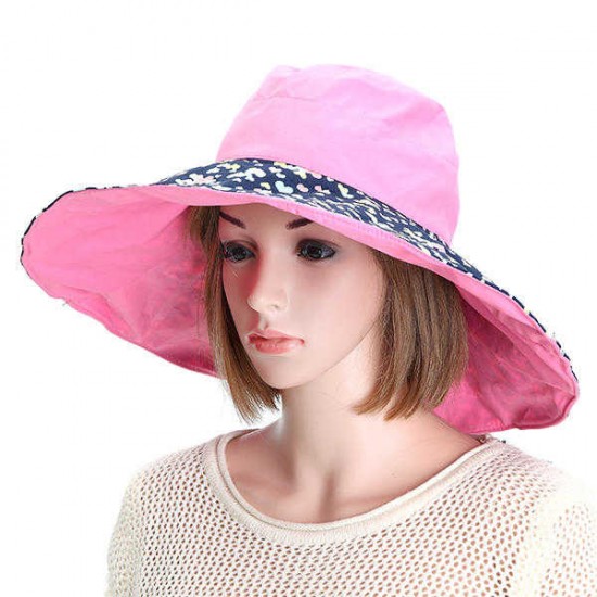 Women Double Sided Wear Outdooors Beach Sun Protective Hat Driving Anti-UV Wide Brim Visor Cap