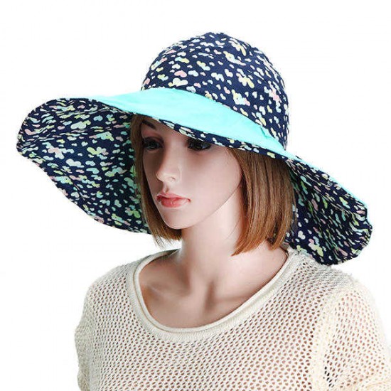 Women Double Sided Wear Outdooors Beach Sun Protective Hat Driving Anti-UV Wide Brim Visor Cap