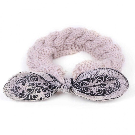 Women Earmuffs Handmade Knitted Bow Hair Band Good Elastic Headband