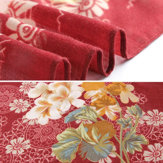 Women Elegant Ethnic Style Floral Printing Scarf Outdoor Vintage Breathable Shawl