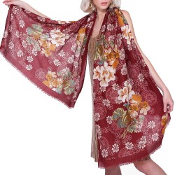 Women Elegant Ethnic Style Floral Printing Scarf Outdoor Vintage Breathable Shawl