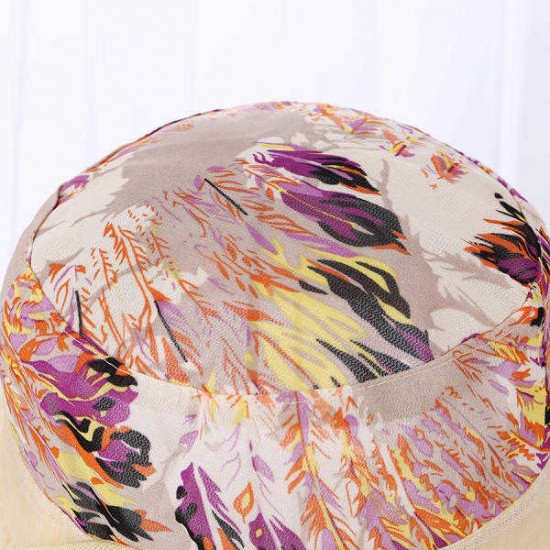 Women Elegant Wide Brim Velvet Flowers Bucket Hat Fashion Inkjet Print Floppy Sunscreen Cap