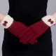 Women Elegant Winter Plush Warm Gloves Bow Lace Outdoor Windproof Christmas Mittens