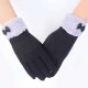 Women Elegant Winter Plush Warm Gloves Bow Lace Outdoor Windproof Christmas Mittens