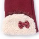 Women Elegant Winter Plush Warm Gloves Bow Lace Outdoor Windproof Christmas Mittens