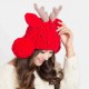 Women Elk Horn Lovely Knitted Winter Ball Beanies Hat