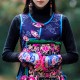 Women Embroidered Flower Glove Dance Long Sleeves Half Finger Wrist Gloves