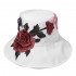 Women Embroidered Flower Large Brimmed Foldable Bucket Hat Uv Protection Sun Beach Cap