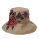 Women Embroidered Flower Large Brimmed Foldable Bucket Hat Uv Protection Sun Beach Cap