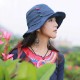 Women Ethnic Cotton Bucket Caps Solid Summer Sunscreen Visor Sun Hat