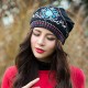 Women Ethnic Embroidery Cotton Beanie Hat Vintage Flower Pattern Elastic Adjustable Caps