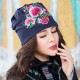 Women Ethnic Embroidery Slouch Skullcap Thin Cotton Breathable Beanie Hat Printting Turban Cap