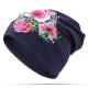 Women Ethnic Embroidery Slouch Skullcap Thin Cotton Breathable Beanie Hat Printting Turban Cap