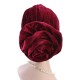 Women Ethnic Pleuche Flannel Big Flower Updo Headband Cap Casual Warm Headscarf Turban Hat