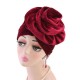 Women Ethnic Pleuche Flannel Big Flower Updo Headband Cap Casual Warm Headscarf Turban Hat